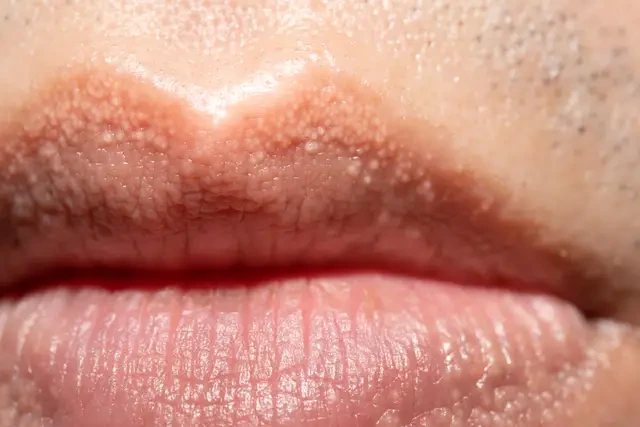 Fordyce spots can appear on the lips.
